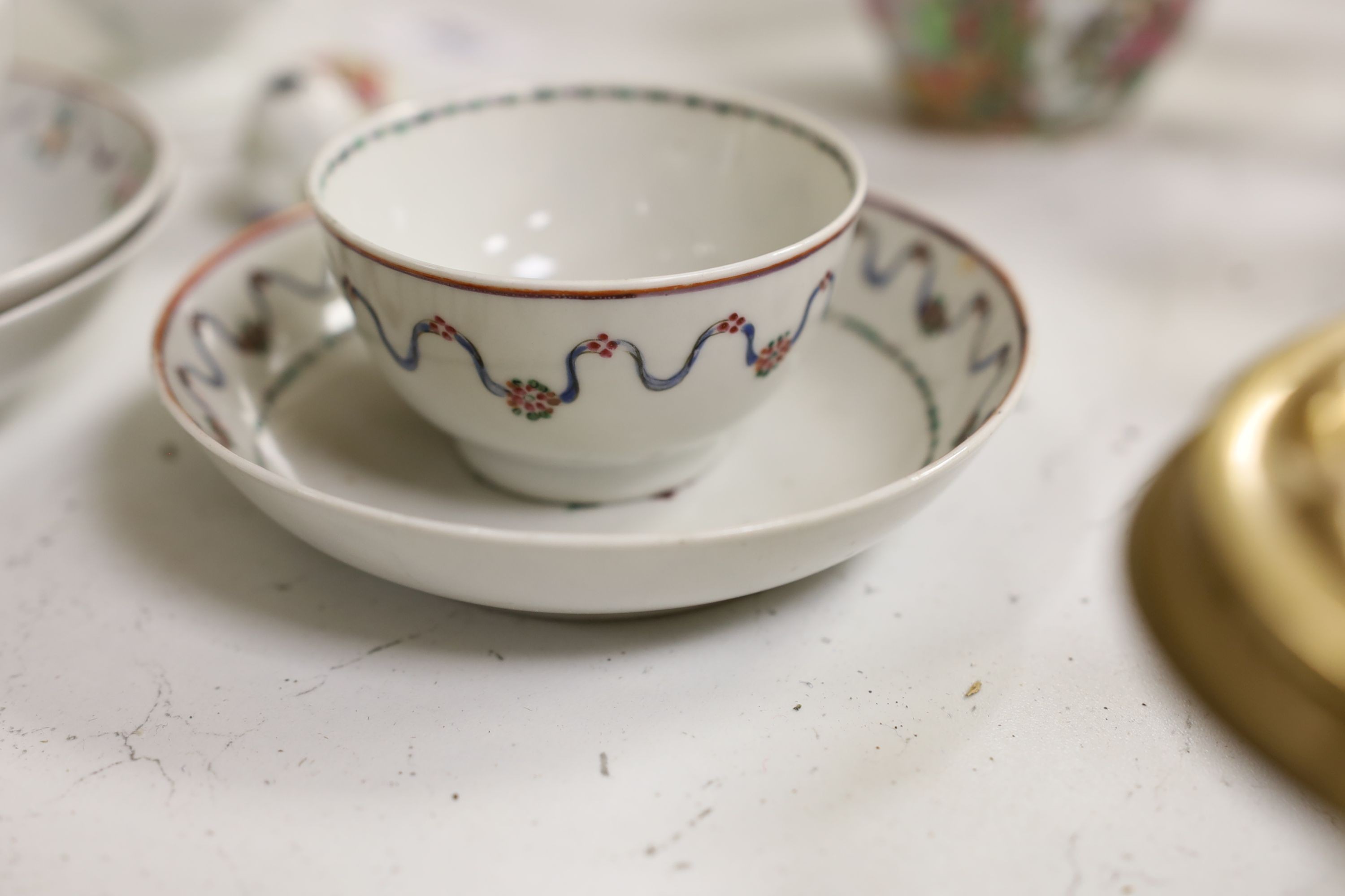 A Chinese famille rose pot and cover, a part Crescent China tea set and a small quantity of tea bowls etc